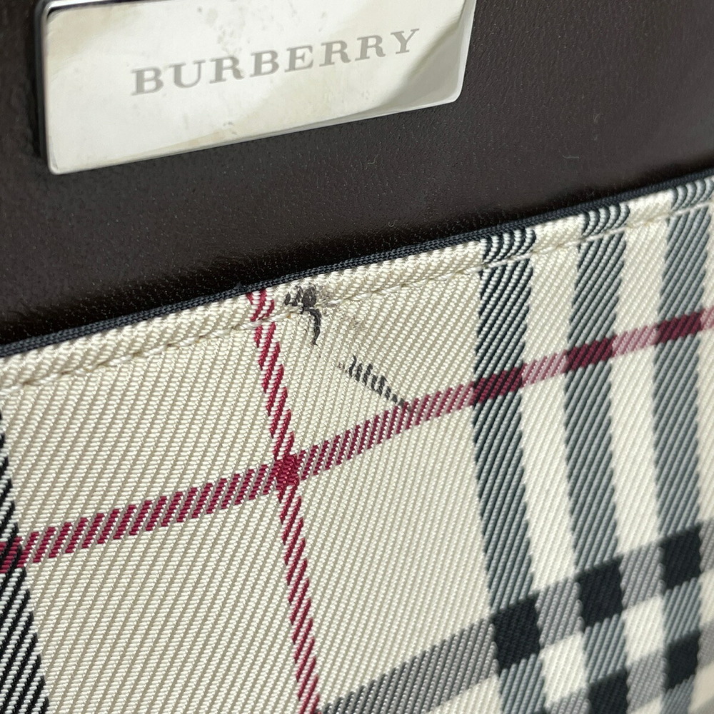 Burberry Logo Shoulder Bag Check One Shoulder Hobo Canvas Beige - Picture 3 of 6